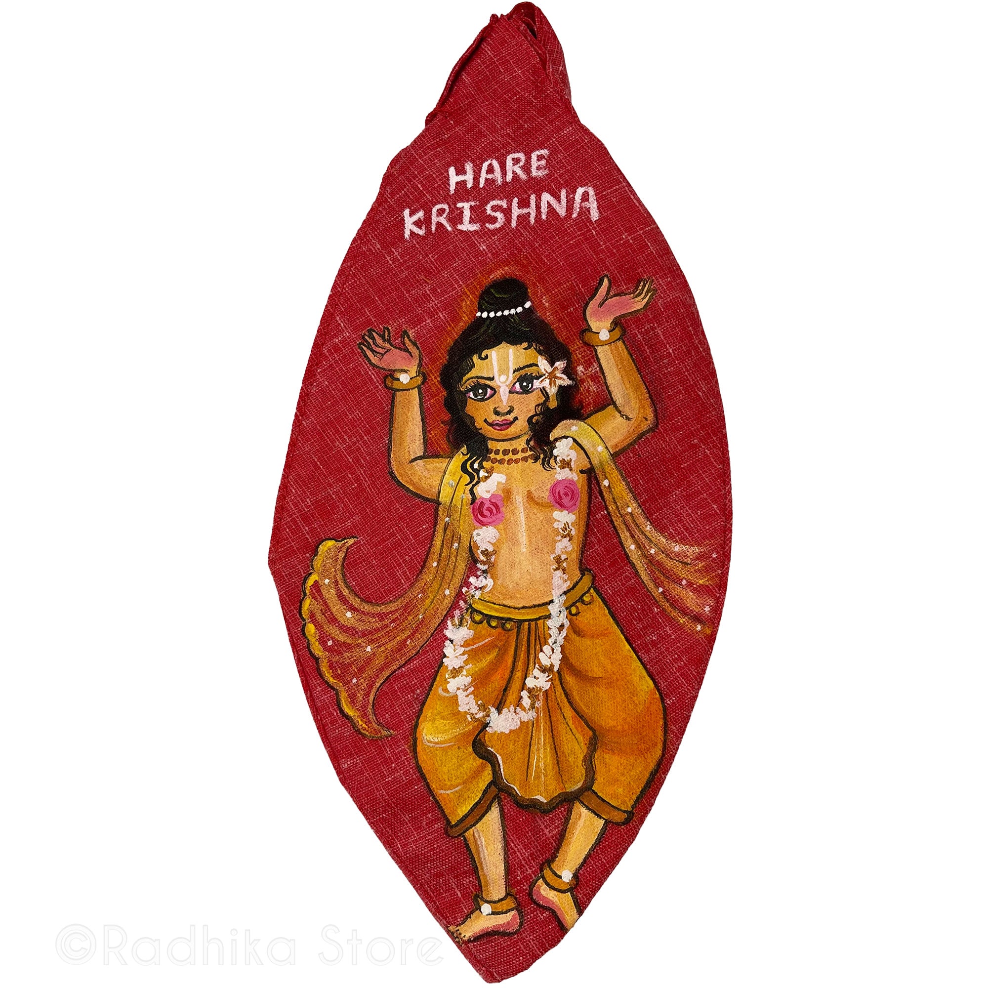 Lord Gauranga The Great Dancer - Jute - Hand Painted Bead Bag