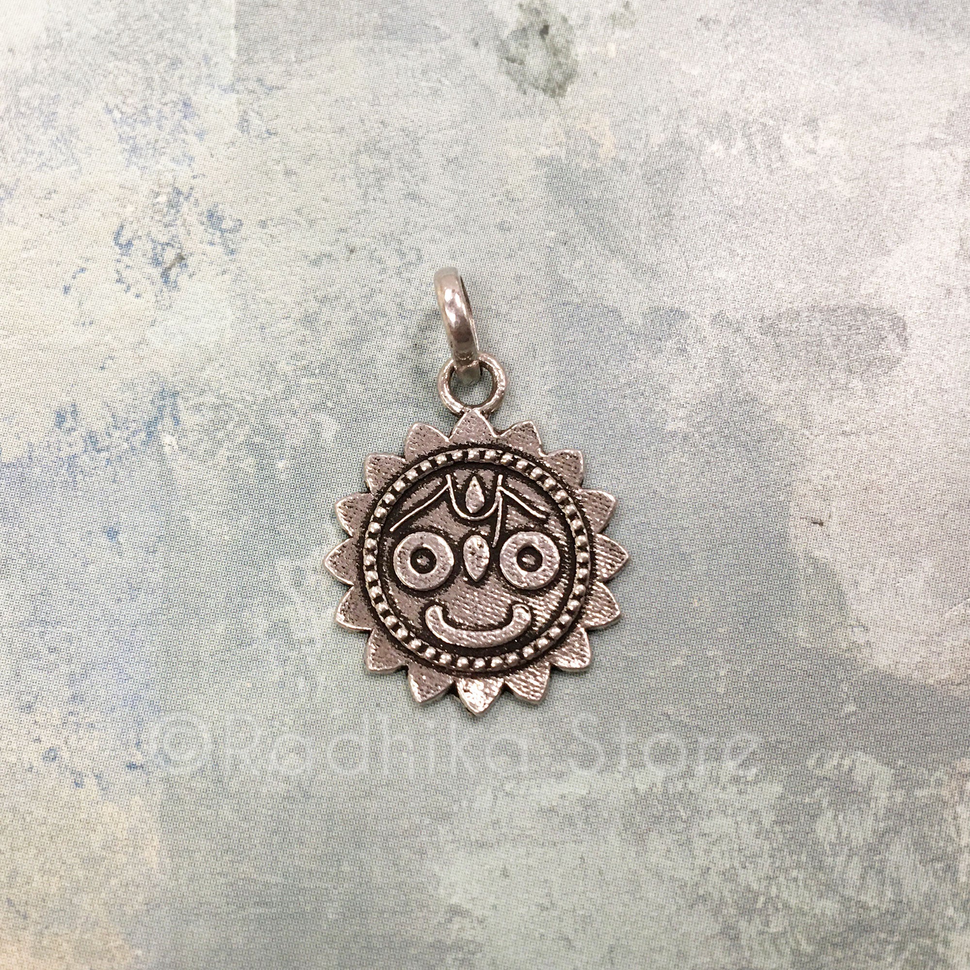 Lord Jagannath Lotus Face - Silver Pendant