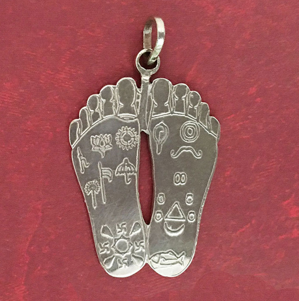 Lord Krishna's Lotus Feet Silver Pendant