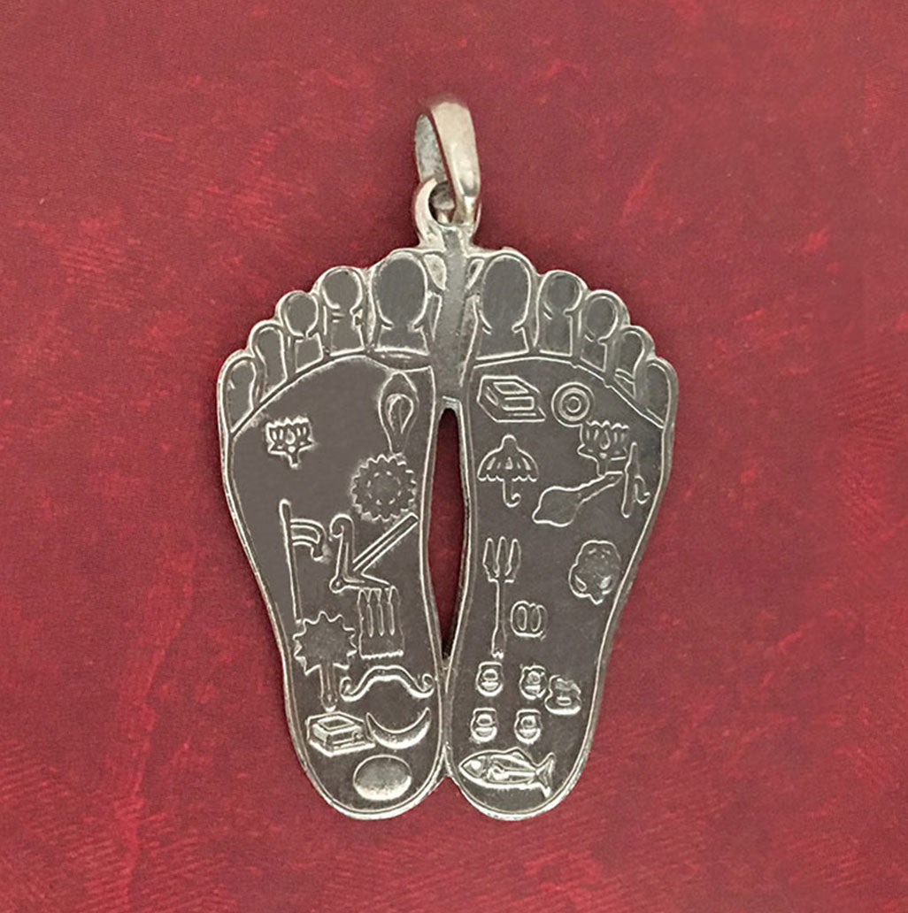 Lord Nityananda's Lotus Feet - Silver Pendant