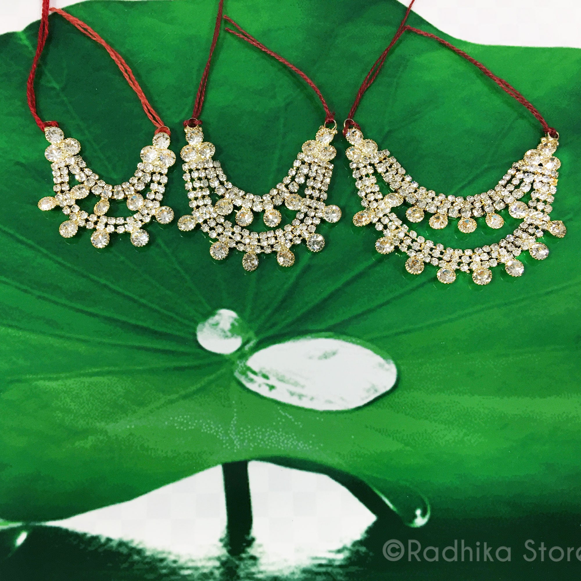 Clear Diamond Color Lotus Drops - Rhinestone Deity Necklace