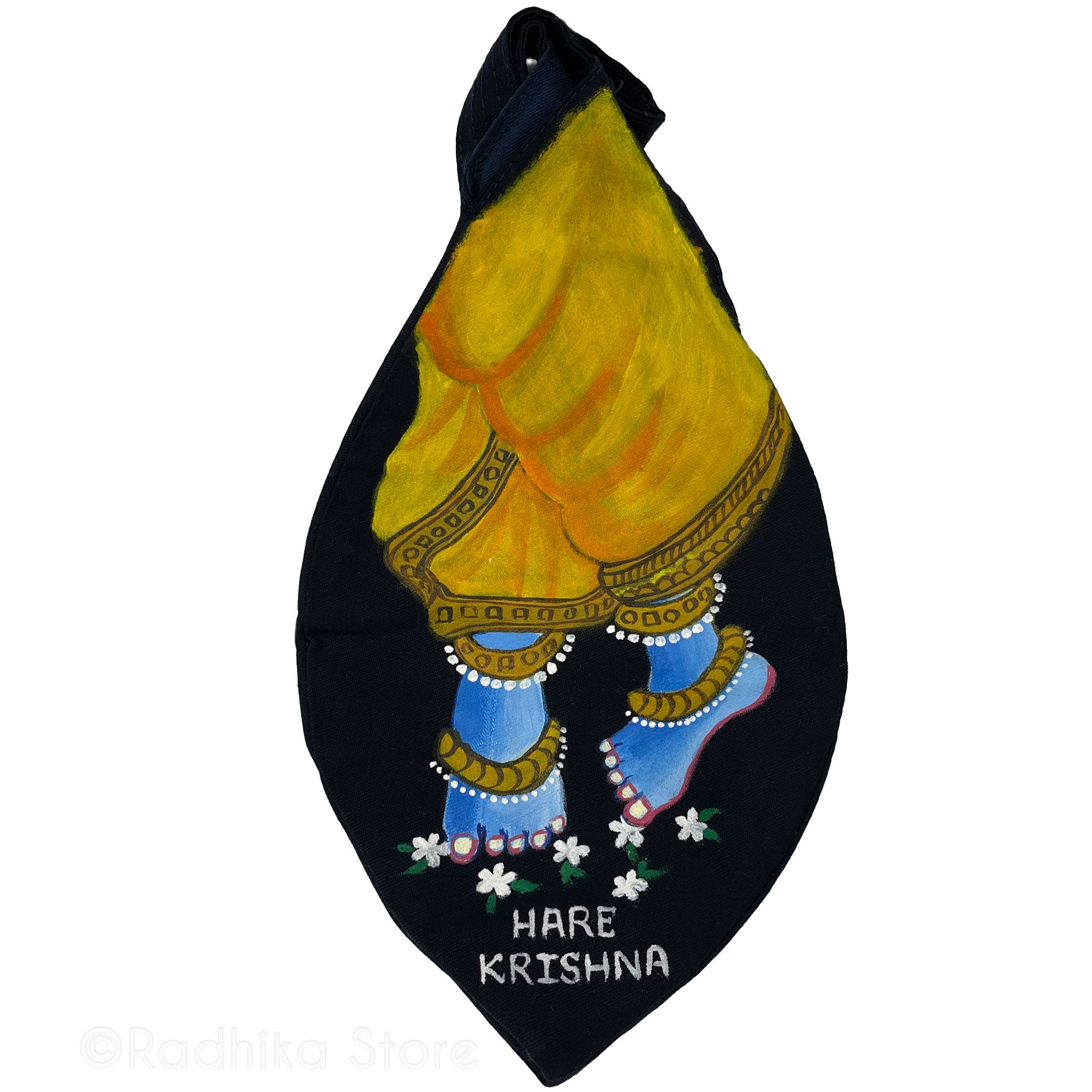Lord Krishnas Lotus Feet Meditation - Thick Cotton - Hand Painted Bead Bag