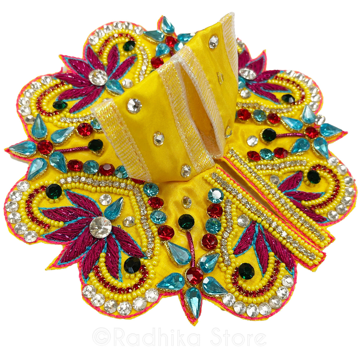 Lotus Hearts On Yellow Satin- Laddu Gopal Outfit