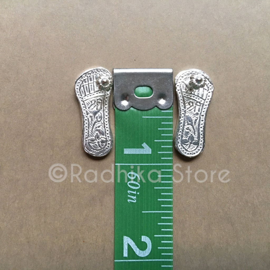 Fancy Silver Deity Shoes - 5 Sizes (For Him)