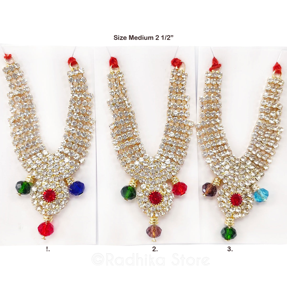 Braj Mandala- Multi Color- Diamond - Rhinestone Deity Necklace-Size- Medium