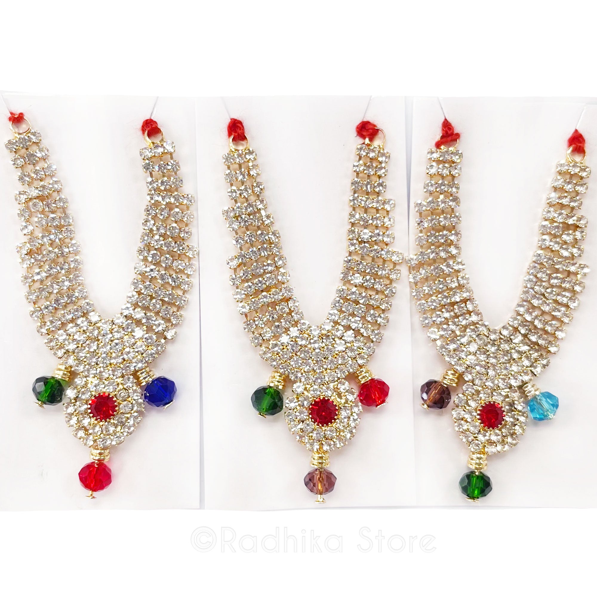 Braj Mandala- Multi Color- Diamond - Rhinestone Deity Necklace-Size- Medium