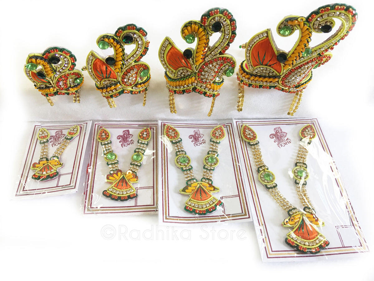 Marigold Vrindavan Temple - Deity Crown Necklace Set -