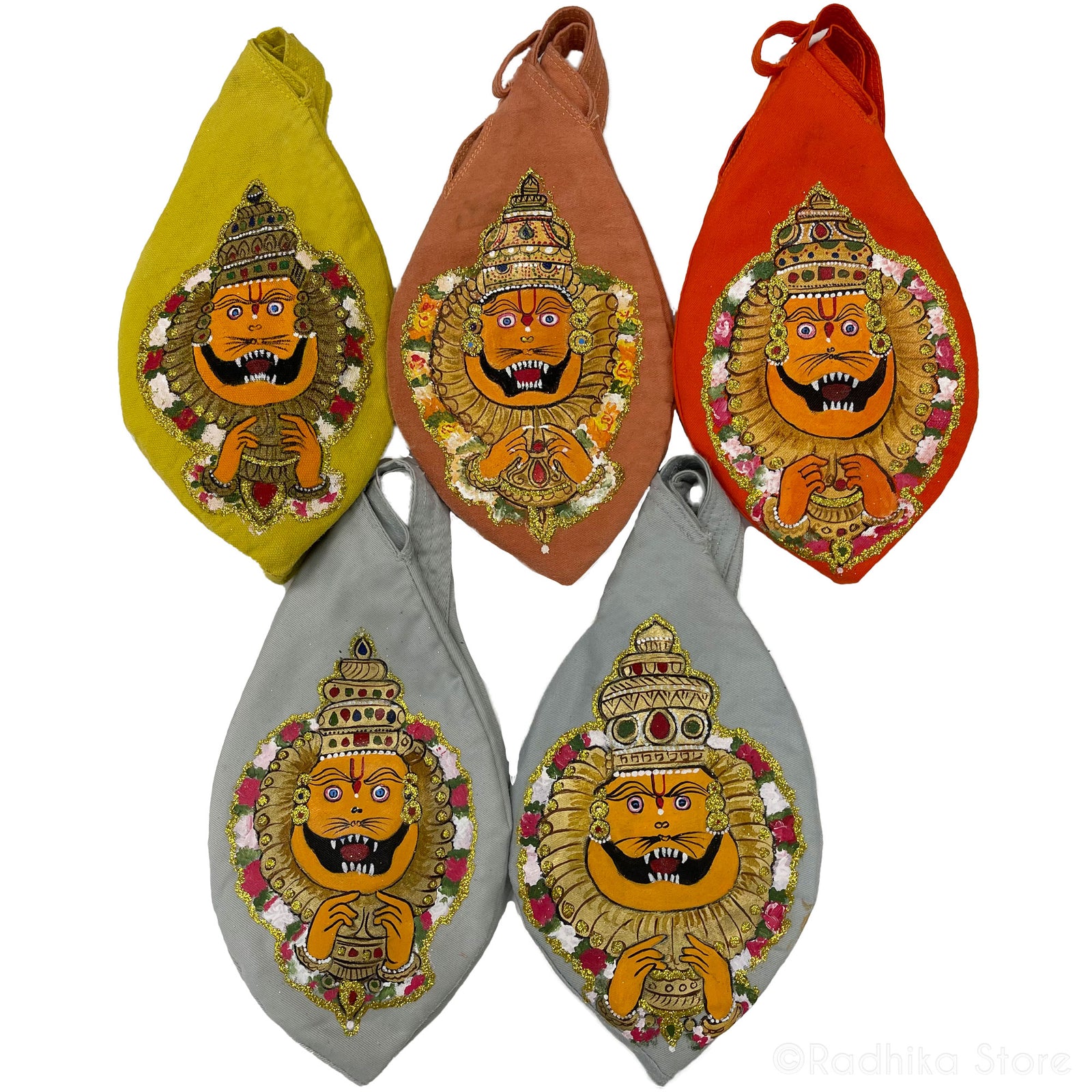 Chandan Mayapur Narasimha- Thick Cotton - Hand Painted Bead Bag- Choose Bag