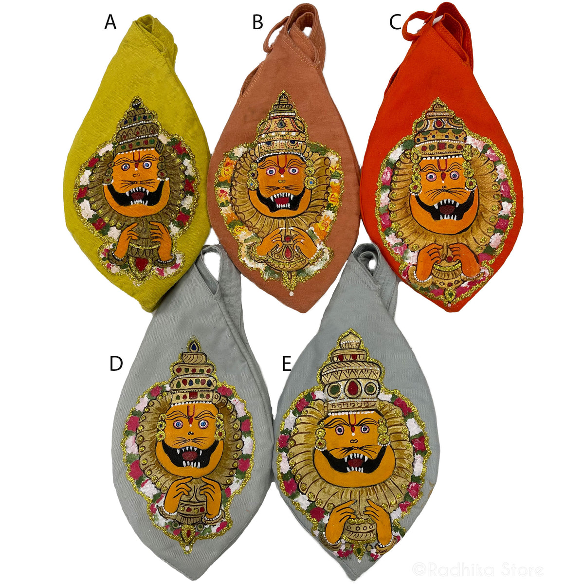 Chandan Mayapur Narasimha- Thick Cotton - Hand Painted Bead Bag- Choose Bag