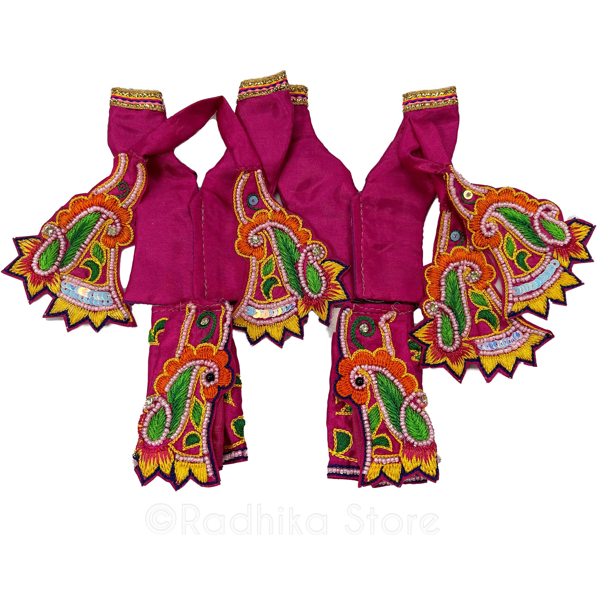 Vrindavan Festival- Fuschia Satin- Multi Color - Gaura Nitai Deity Outfit