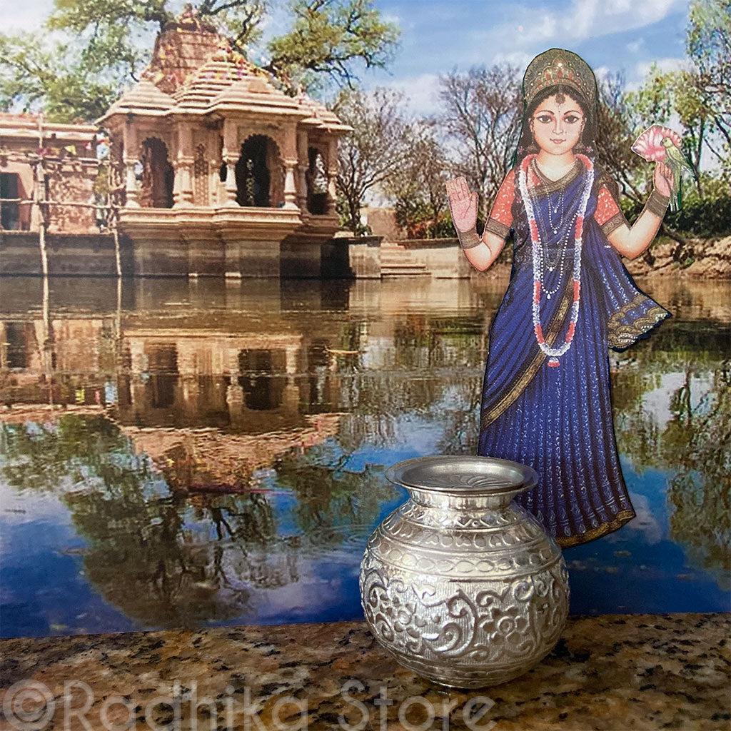 Fancy Miniature Silver Deity Pots-  Choose Large or Extra Large