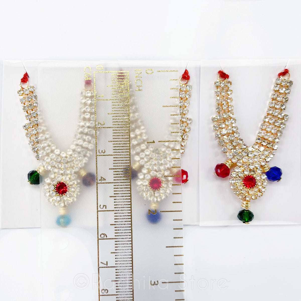 Braj Mandala- Multi Color- Diamond - Rhinestone Deity Necklace-Size- Small