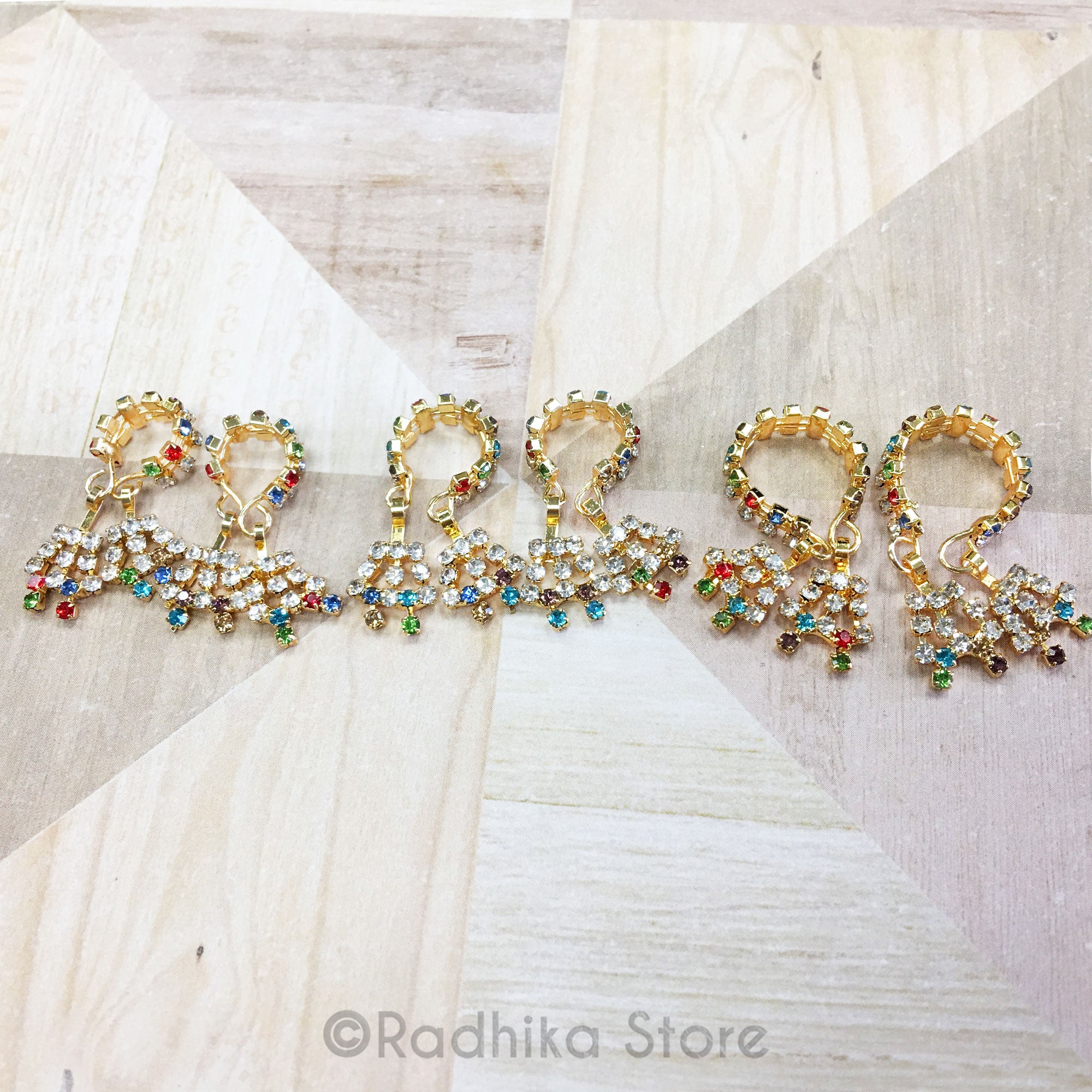 Multi Color Rhinestone - Deity Dangle Bangles Set - Extra Small-Small ...