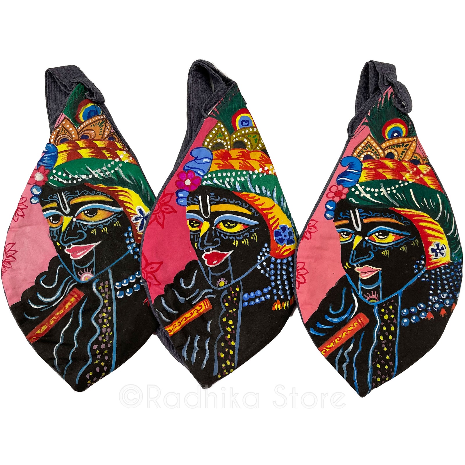 My Shamasundar - Hand Painted - Bead Bag- Dark Gray Jute Bag