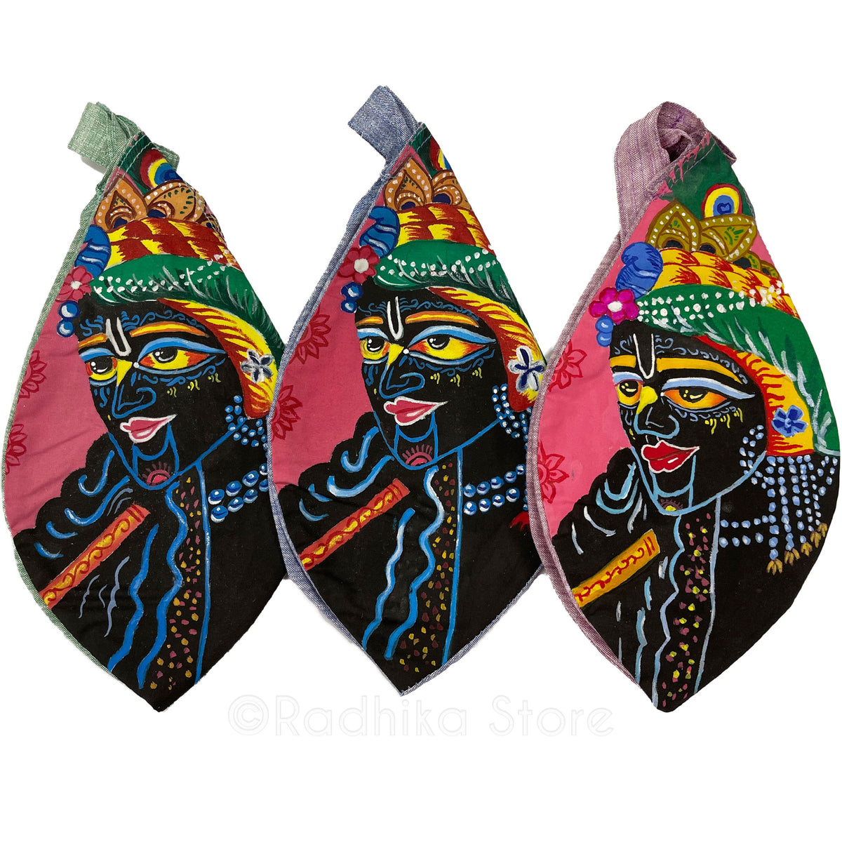 My Shamasundar - Hand Painted - Bead Bag- Choose Green-Blue Or Tulsi Flower