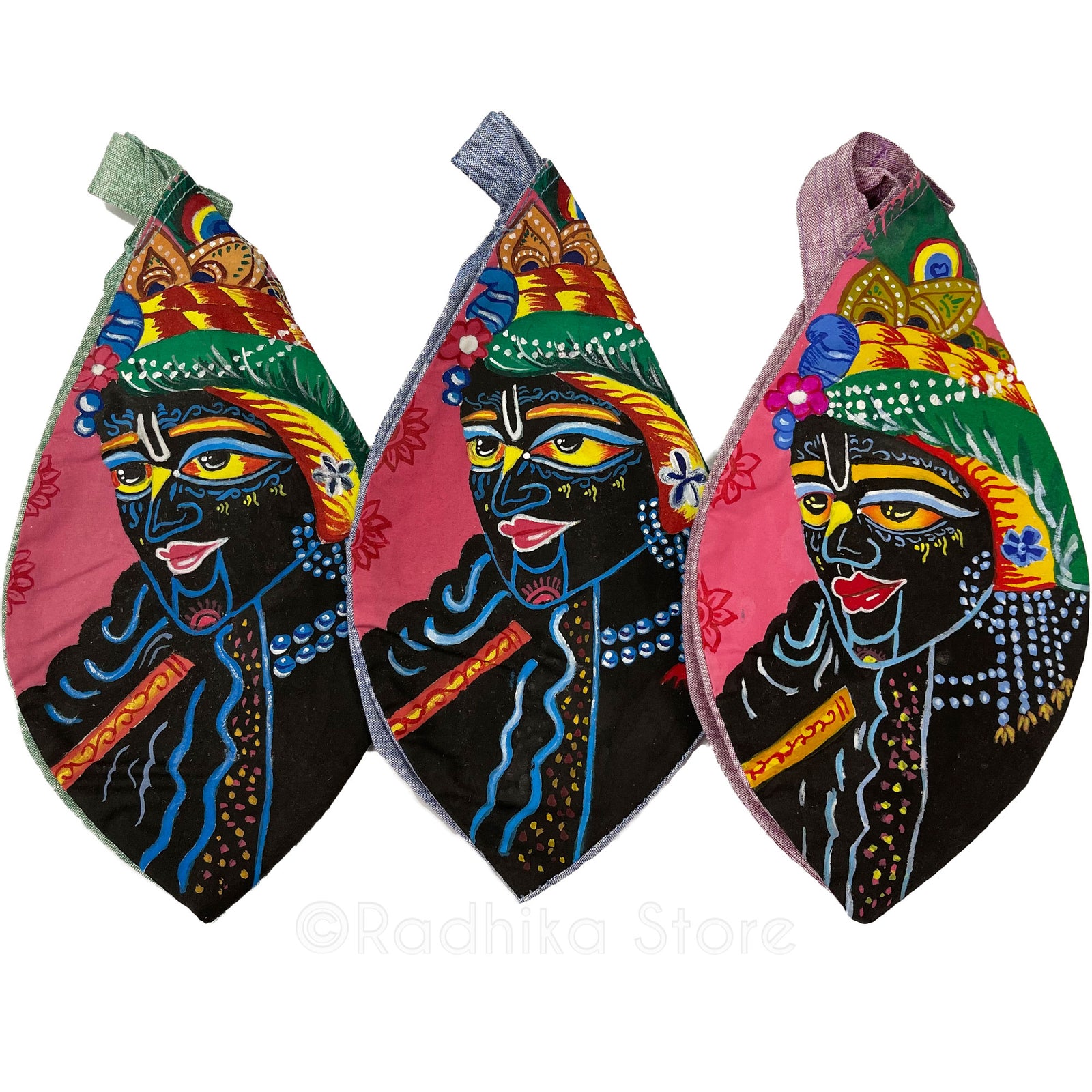 My Shamasundar - Hand Painted - Bead Bag- Choose Green-Blue Or Tulsi Flower