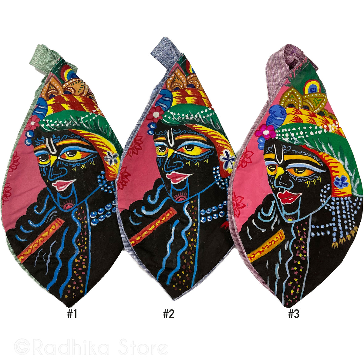 My Shamasundar - Hand Painted - Bead Bag- Choose Green-Blue Or Tulsi Flower