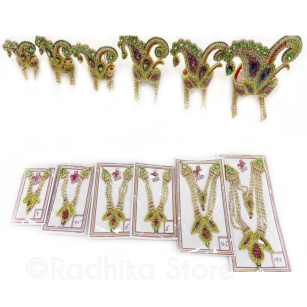 Vrindavan Magesty - Rhinestone Crown and Necklace Set