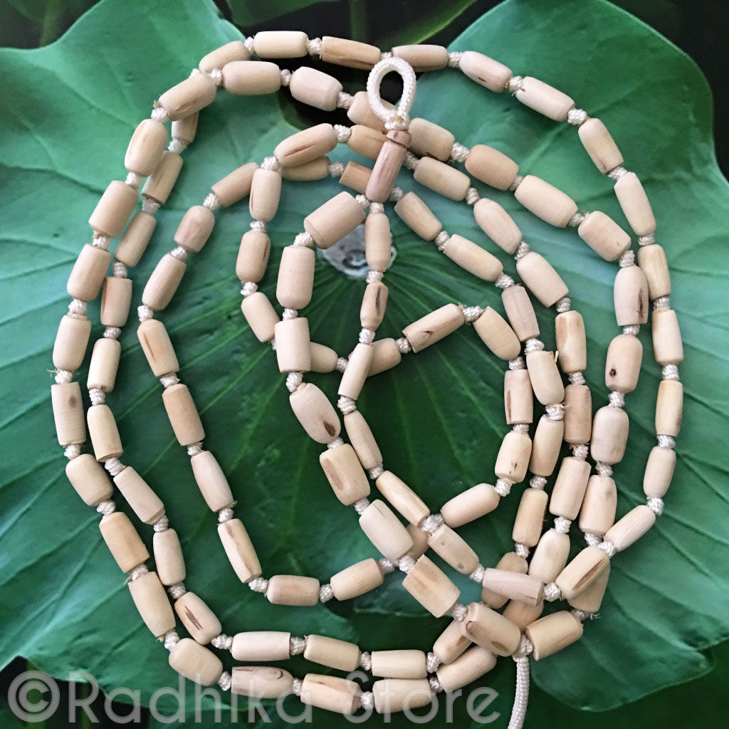 Narrow Barrel Shaped Pure Tulsi  Japa Beads - Choose Size and Style