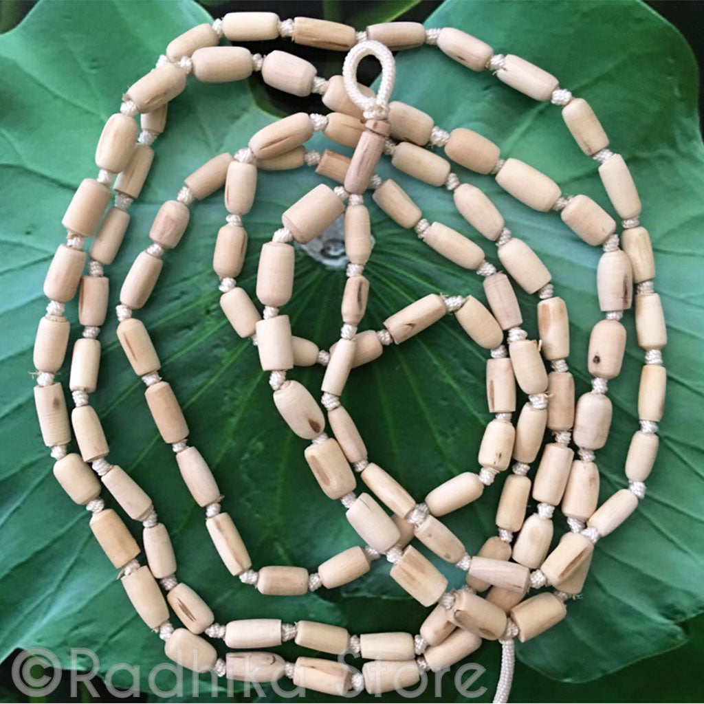 Narrow Barrel Shaped Pure Tulsi  Japa Beads - Choose Size and Style