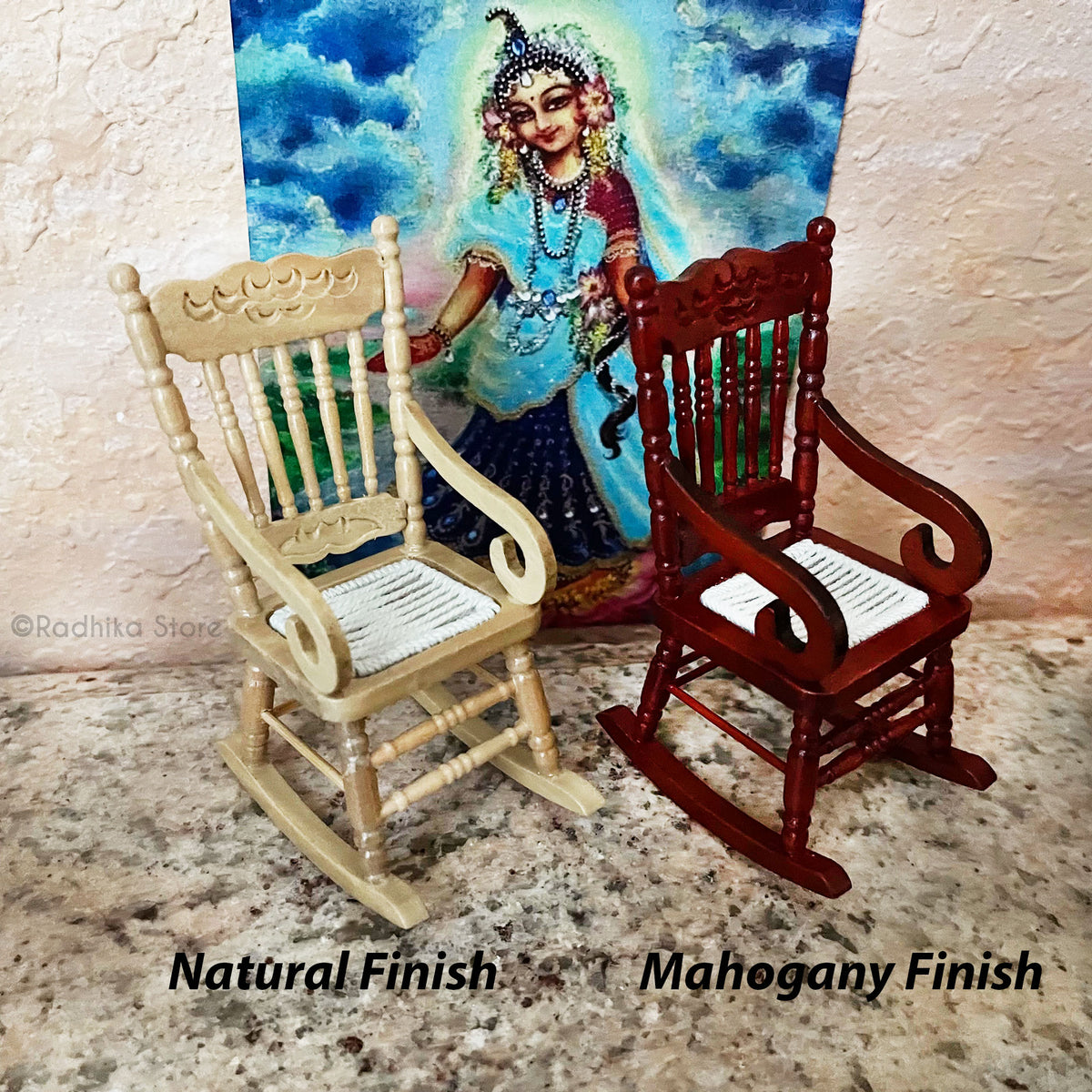 Miniature Tall Back  Rocking Chair For Srila Prabhupada- Choose Finish