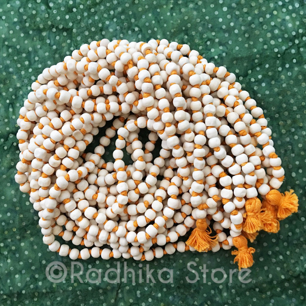 Neem (Wood)- Japa Beads- Orange Tassel - Medium and Small