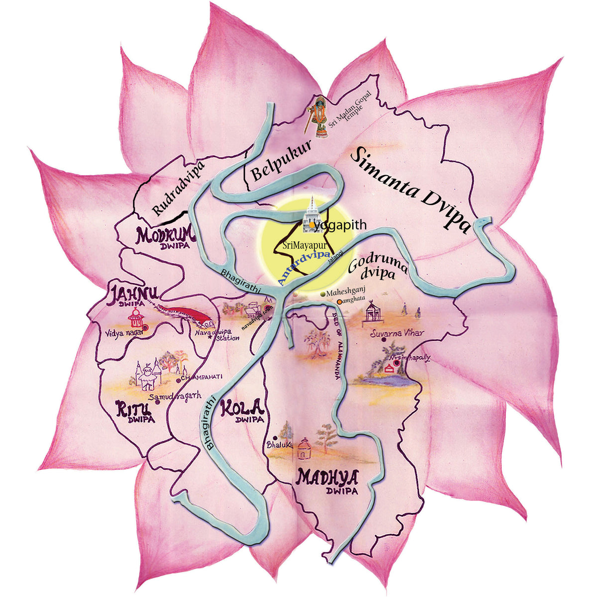 Jahnu Dwipa Swan - Bright Pink and Light Yellow - Gaura Nitai Deity Outfit