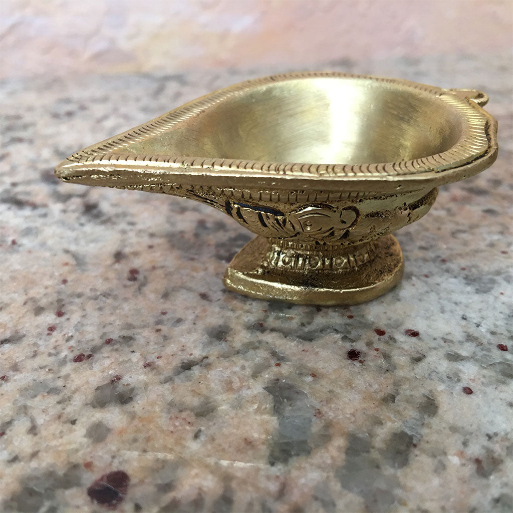 Brass Ghee Lamps (Diyas) With Parrot Design - Choose Size