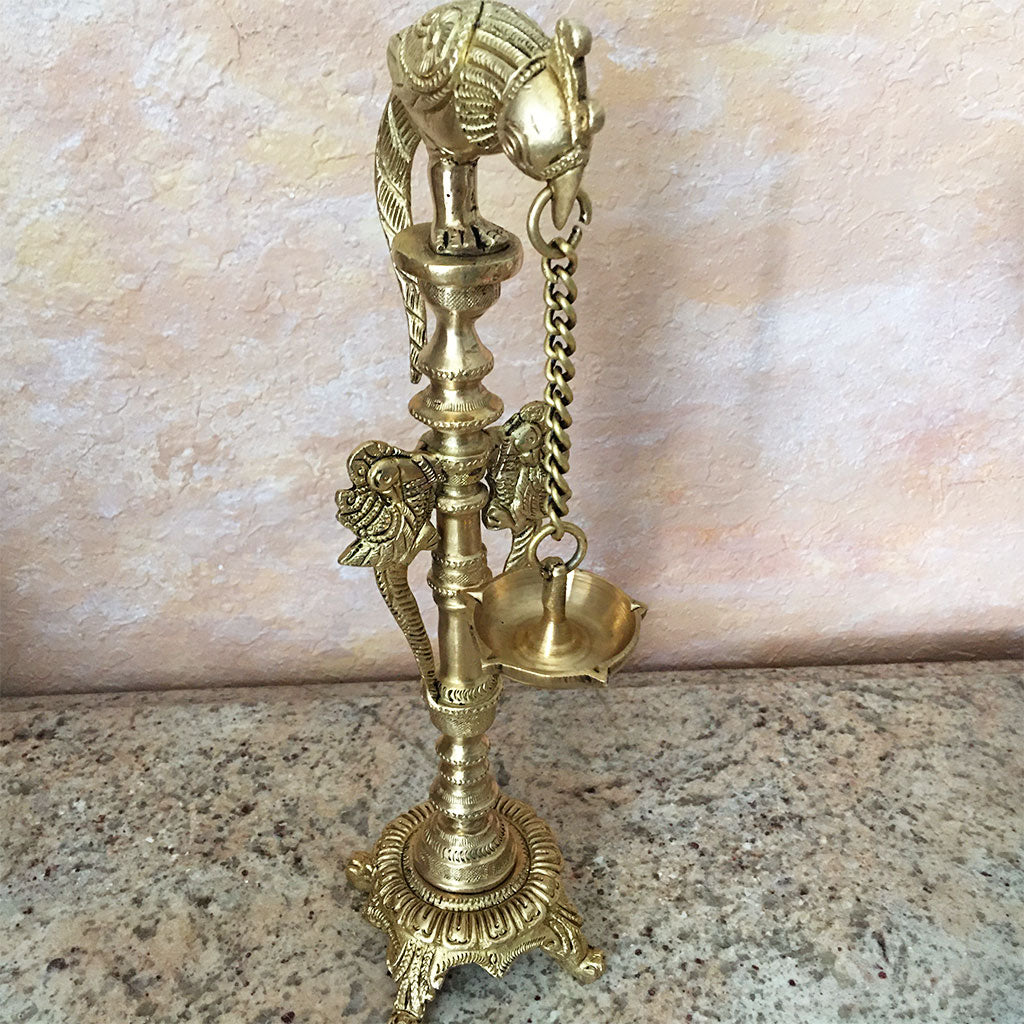 Parrot Hanging Ghee Lamp -  Solid Brass- 12&quot; Inch
