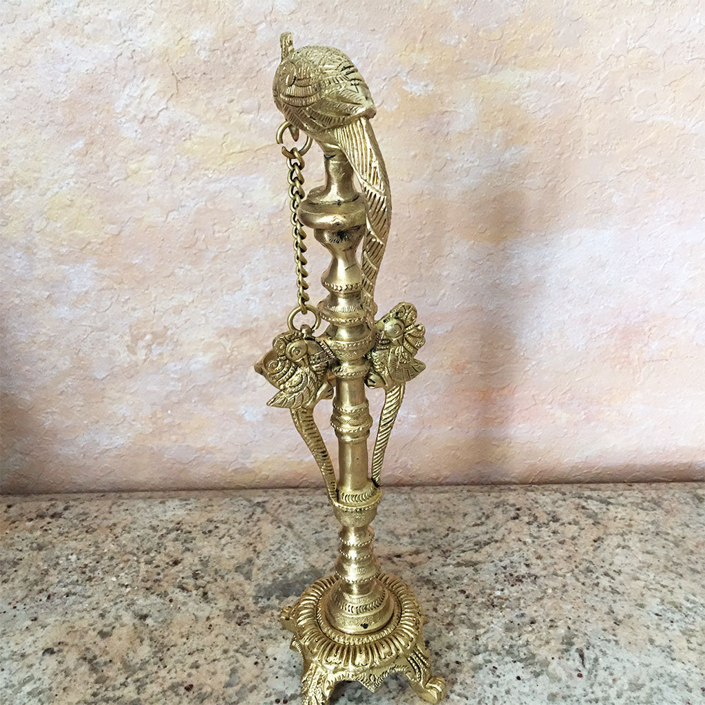 Parrot Hanging Ghee Lamp -  Solid Brass- 12&quot; Inch