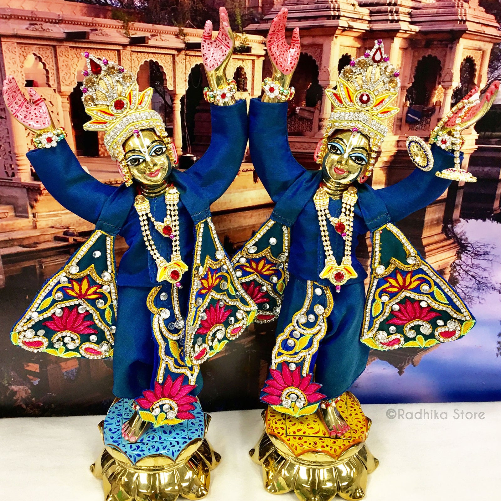 Nocturnal Kirtan Lotus - Midnight Blue - Silk - Gaura Nitai Deity Outfit