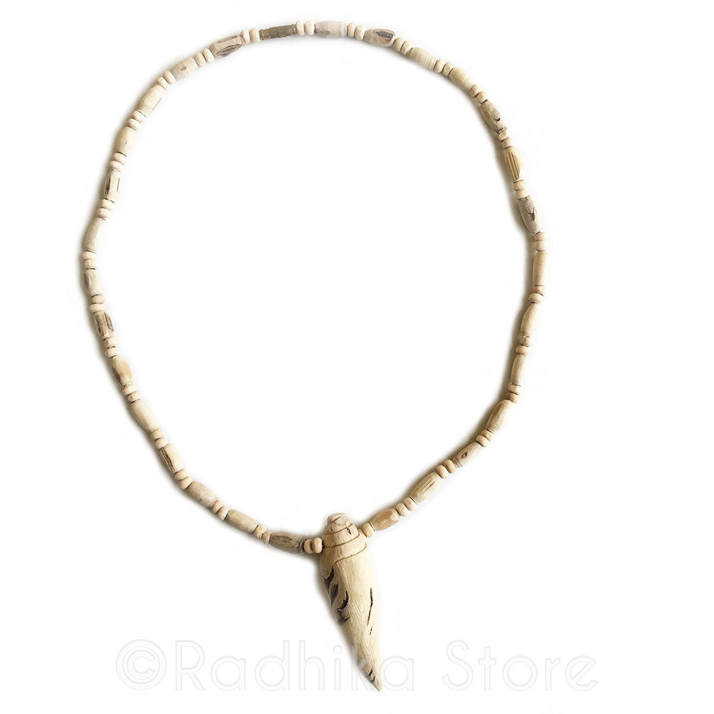 Long Conch Pendant- Tulsi Necklace