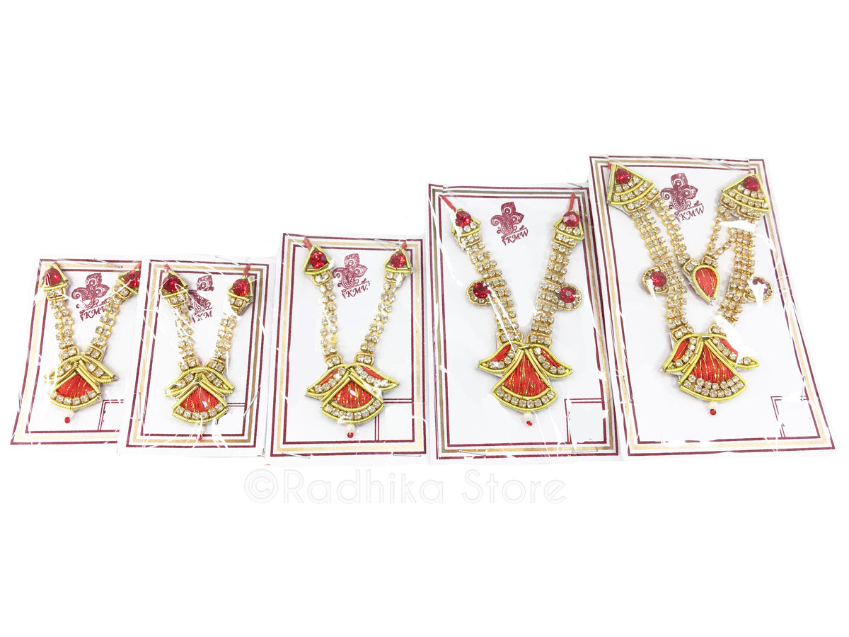 Golden Saffron Leaf- Deity Crown and  Necklace Set