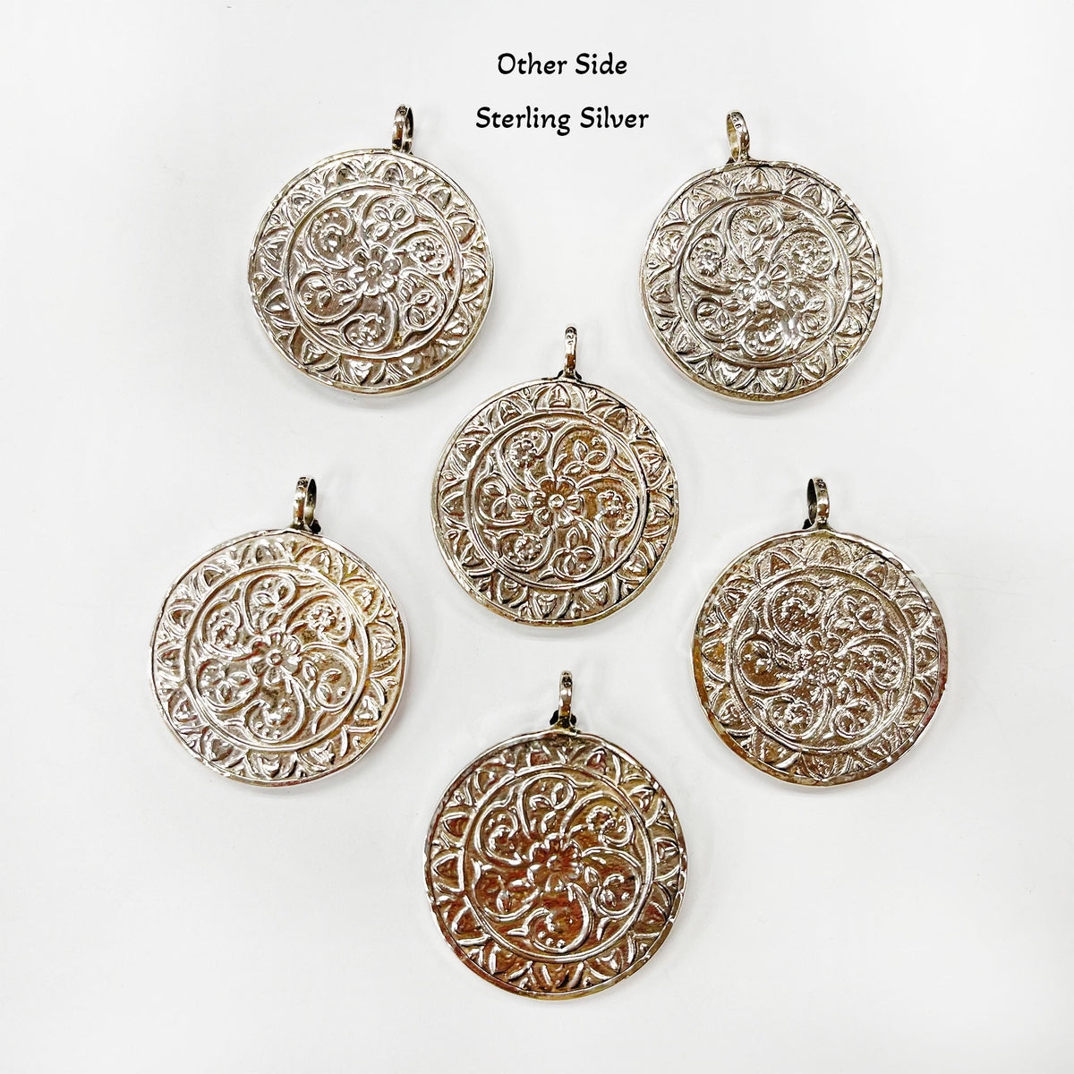 Silver Sanskrit Shri Radha  Logo-Hand Painted Pendant