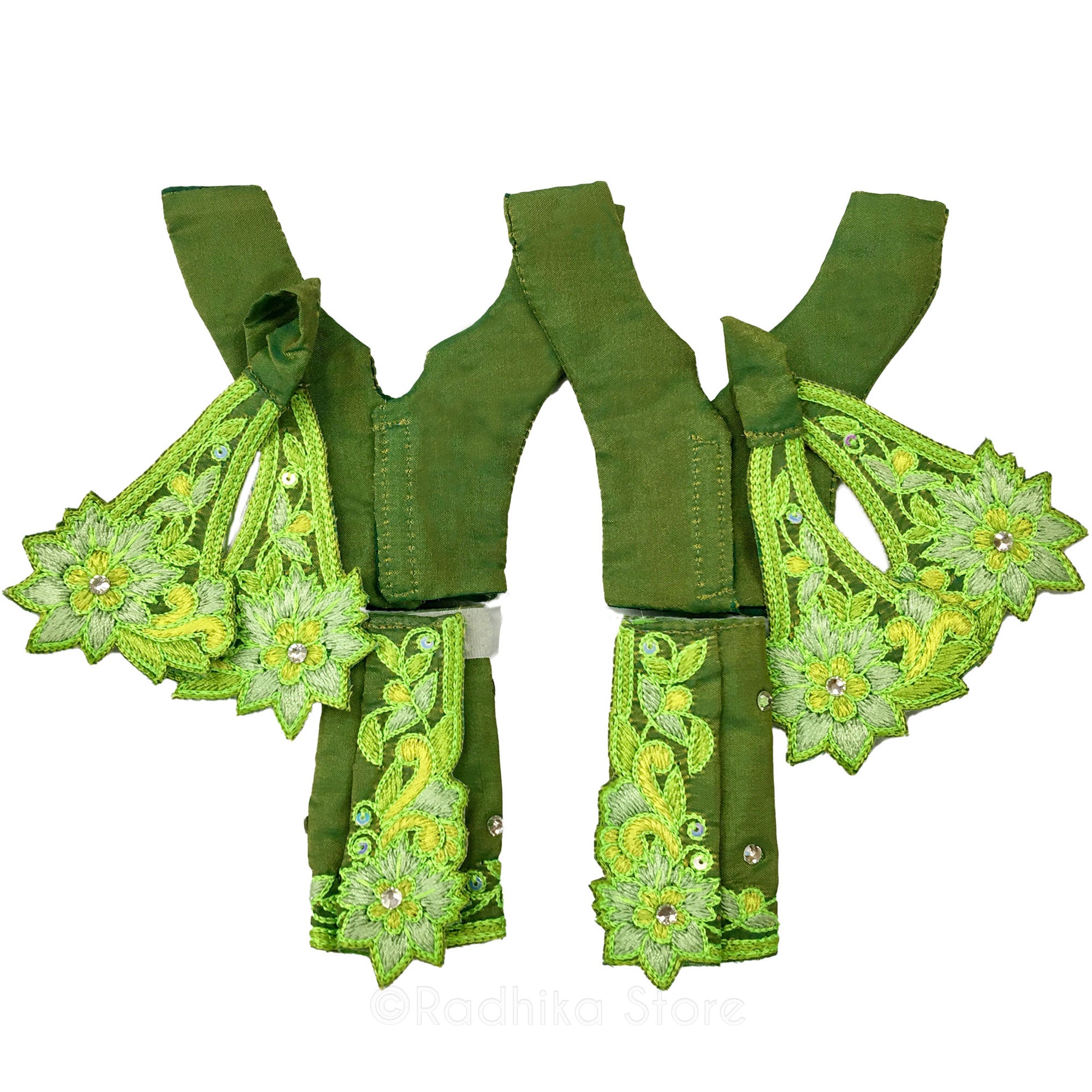 Padmavati Kund - Lime Greens - Silk Satin - Gaura Nitai Deity Outfit