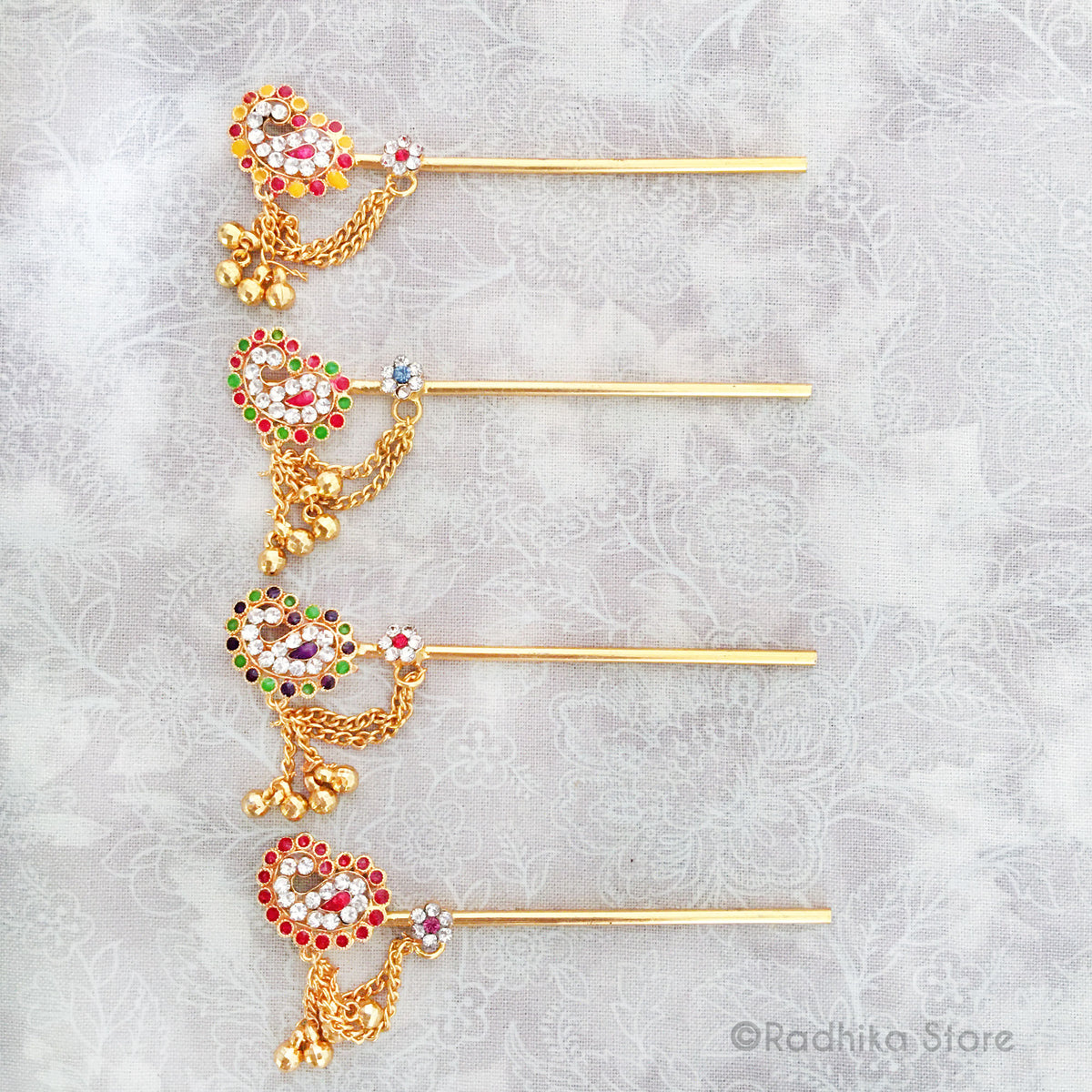 Paisley Dot With Bells - Choose Color - Series A - Size 3 Inch