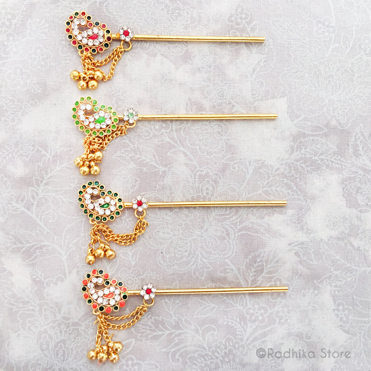 Paisley Dot With Bells - Choose Color - Series C- Size 3 Inch