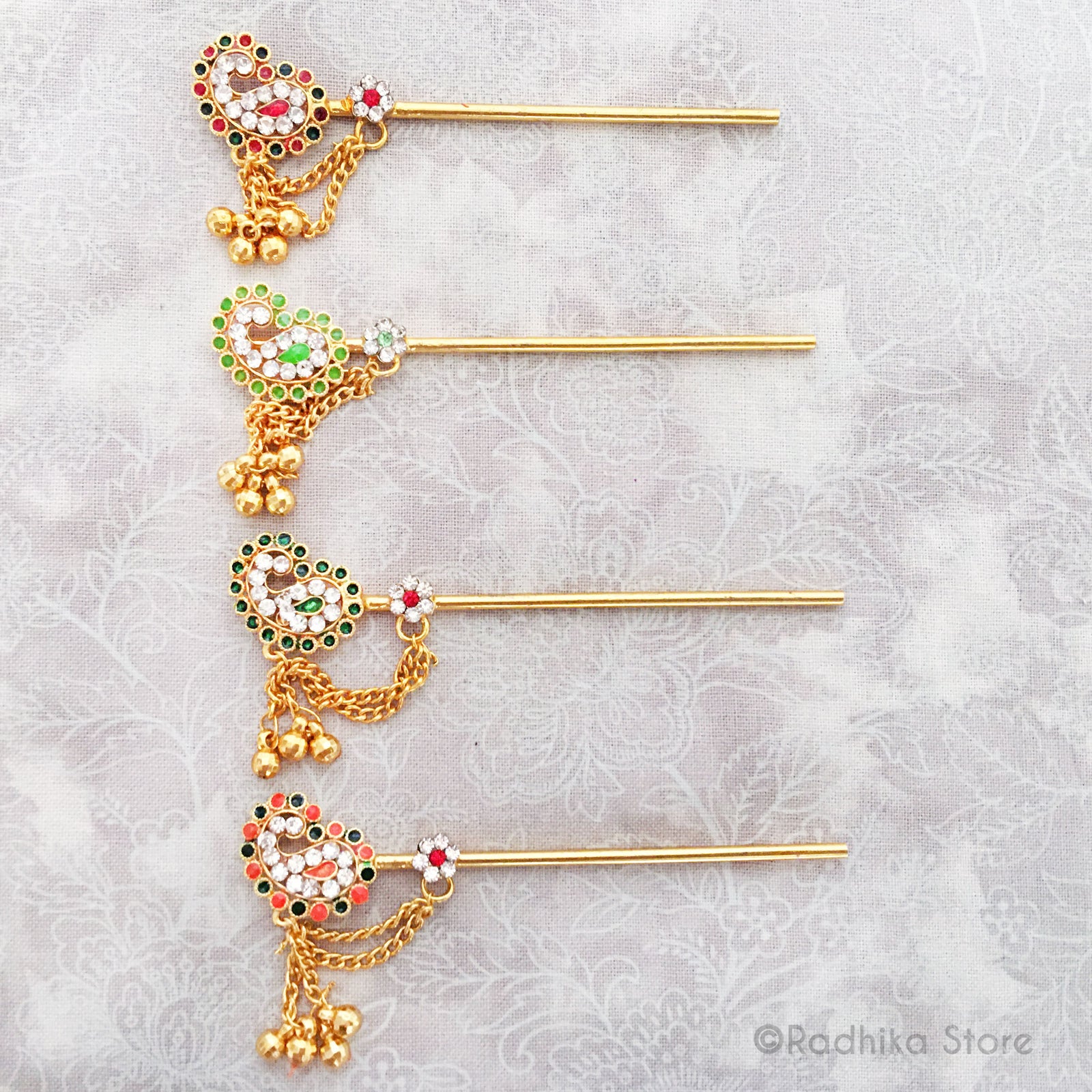 Paisley Dot With Bells - Choose Color - Series C- Size 3 Inch