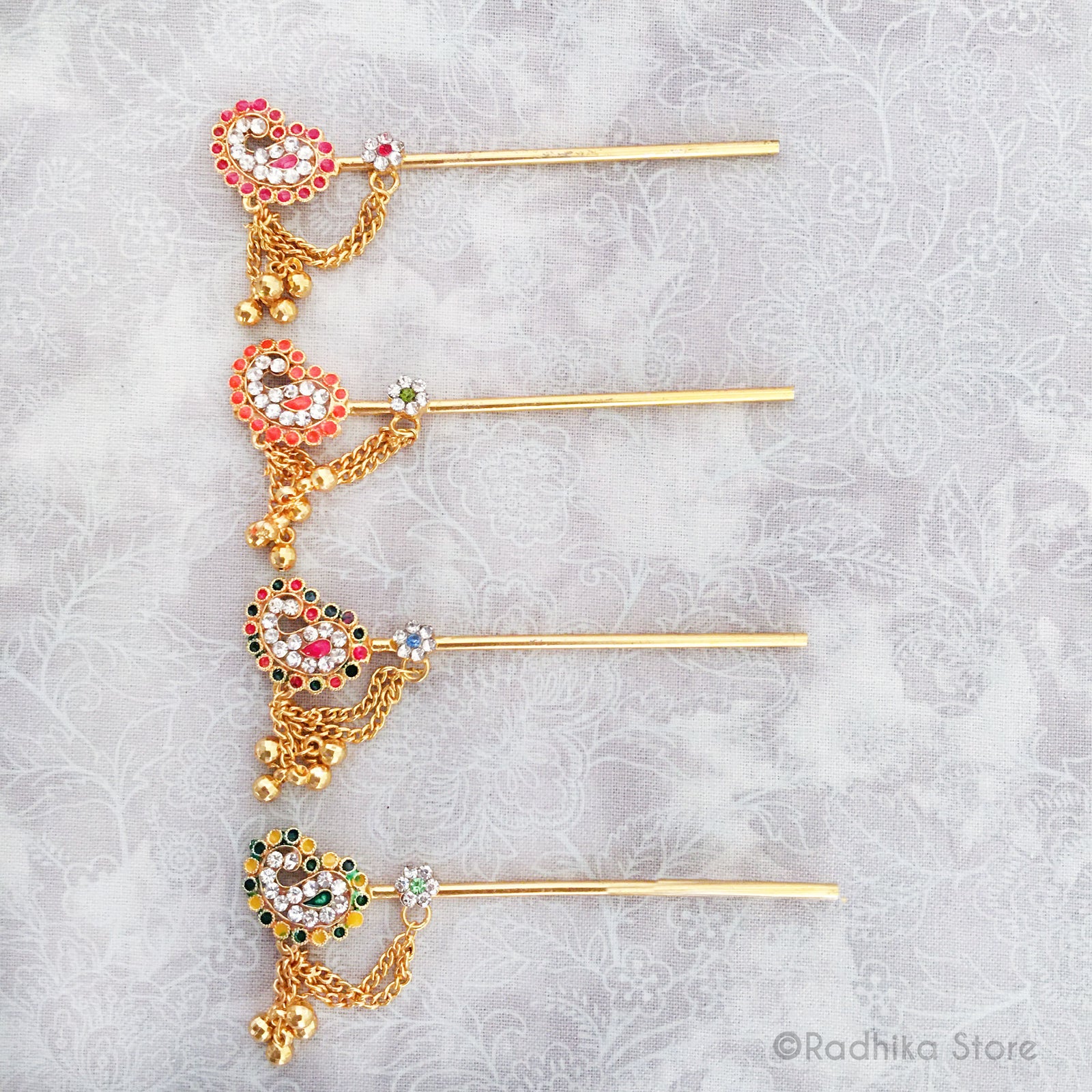 Paisley Dot With Bells - Choose Color - Series B- Size 3 Inch