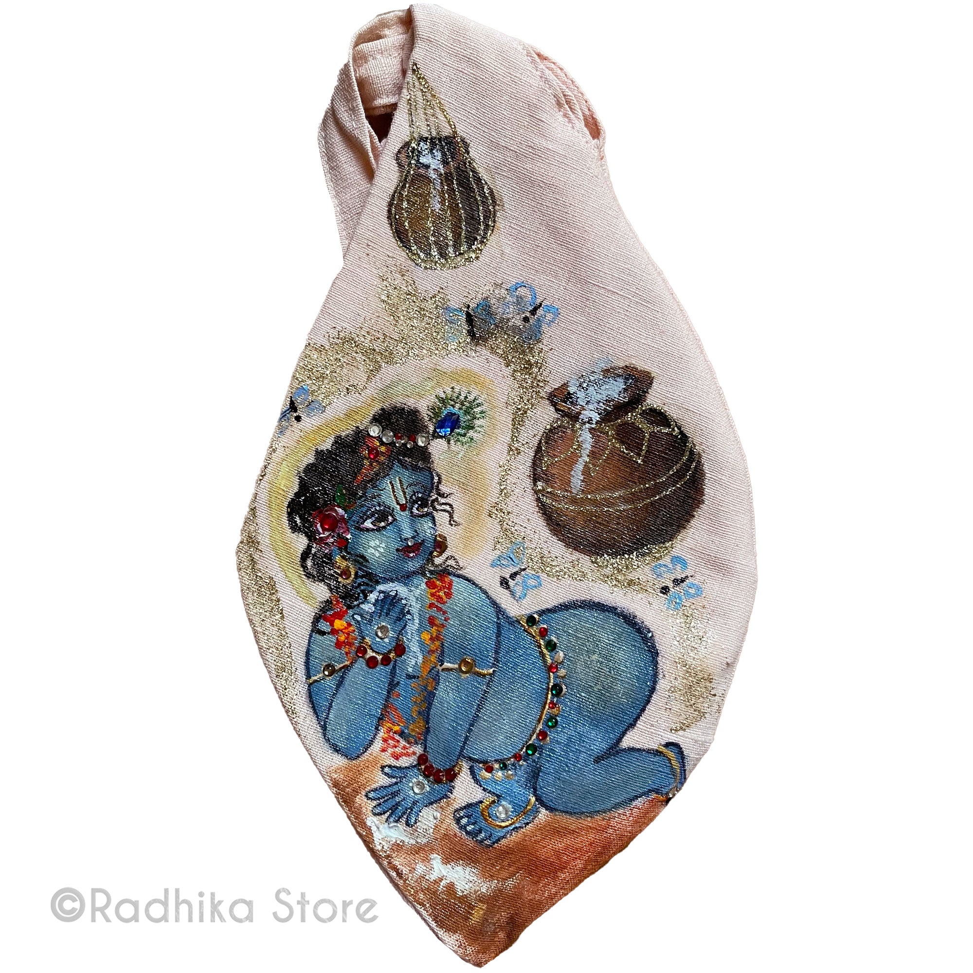 Gopal Makhan Chore - Hand Painted and Jeweled - Bead Bag