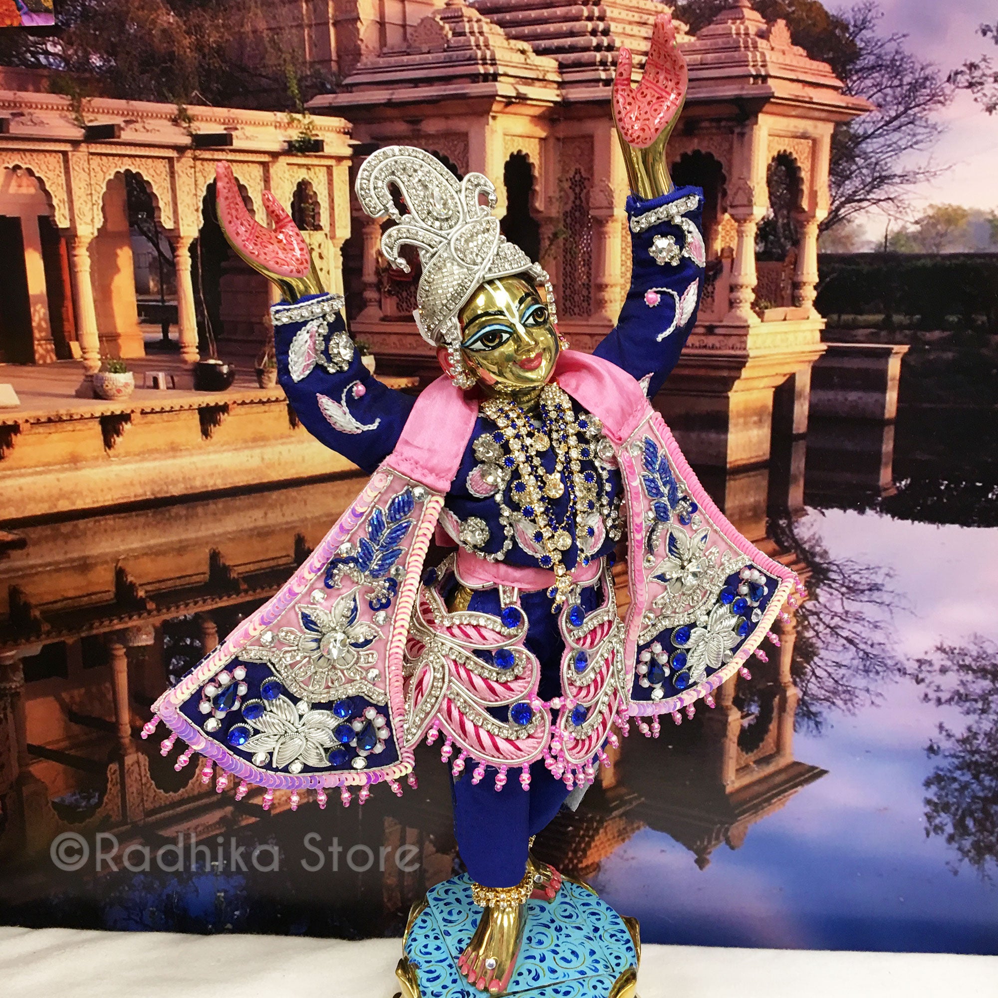 Nine Island Lotus - With Pink and Blue Colors - Gaura Nitai Deity Outfit