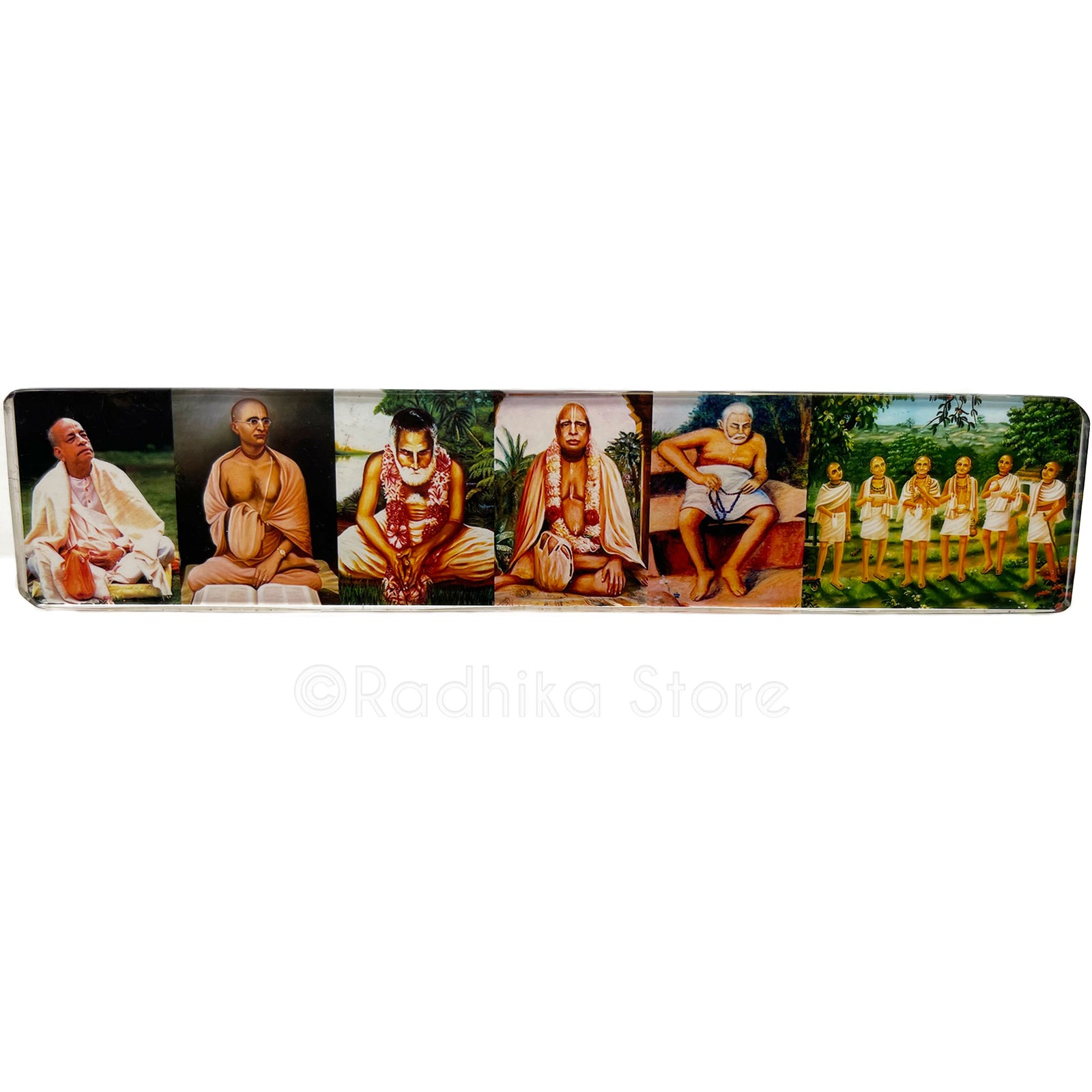 Guru Parampara With Six Goswamis Acrylic Picture With Back Stand 8.5 Inches Long