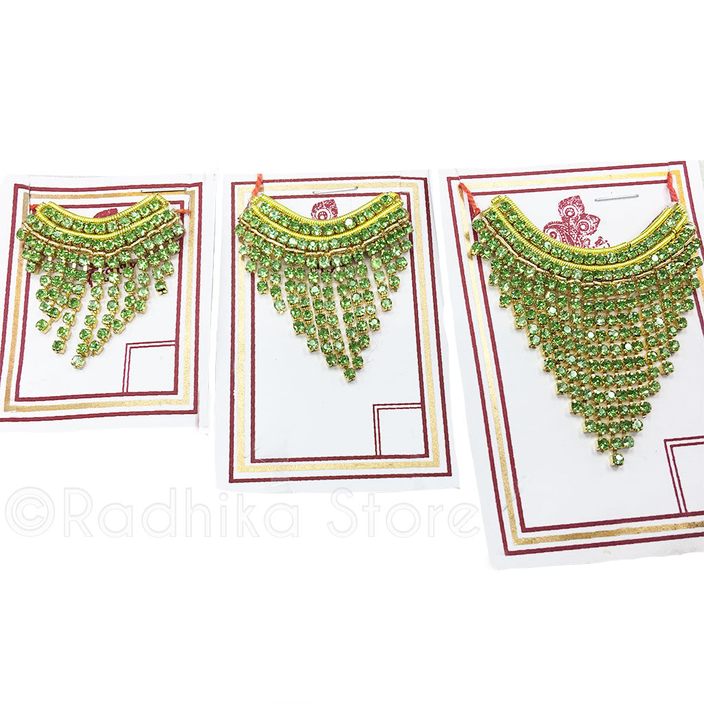 Peridot Green - Rhinestone Deity Necklace- Size Tiny, Small or Medium