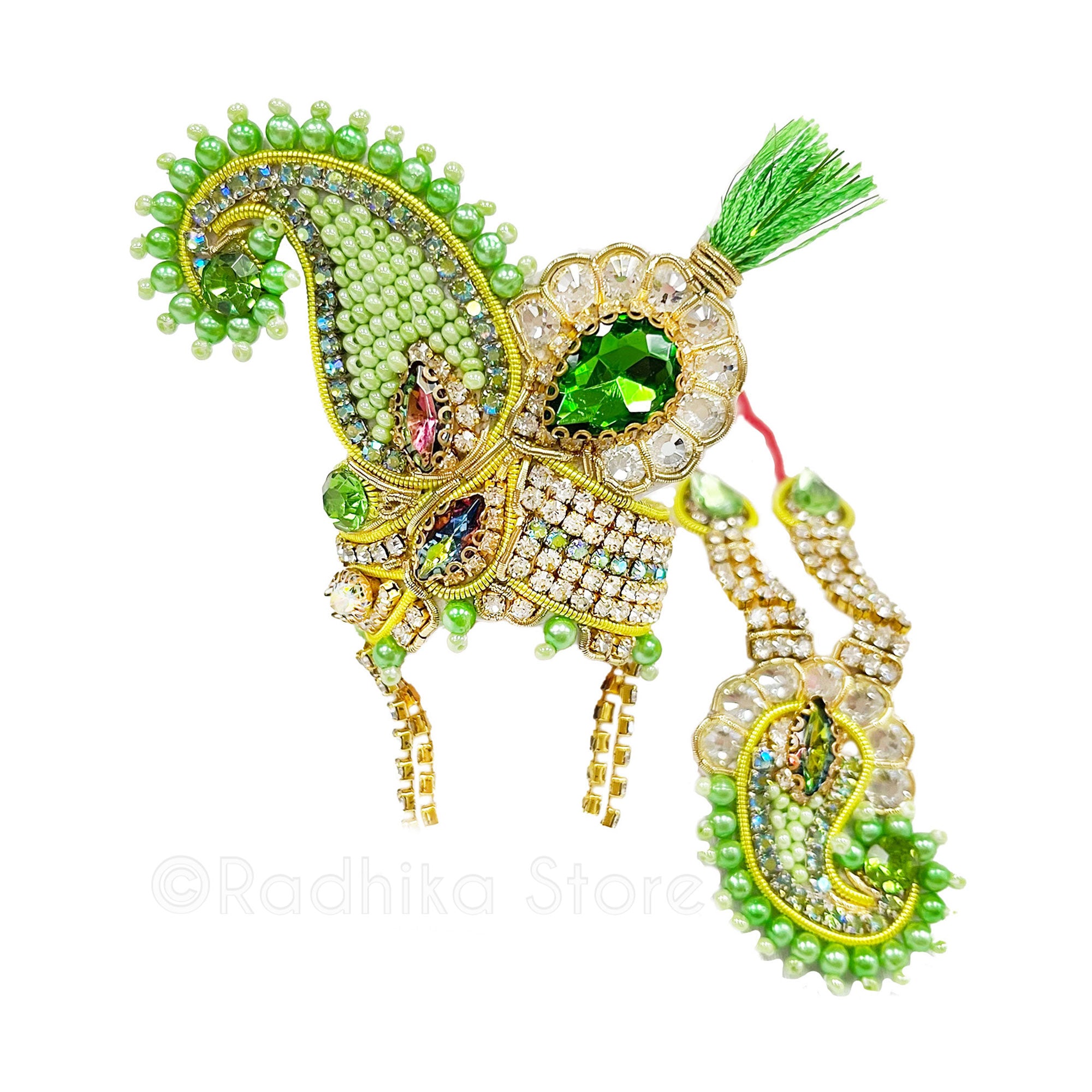 Pavan Sarovara  Kund Green - Deity Crown and Necklace Set