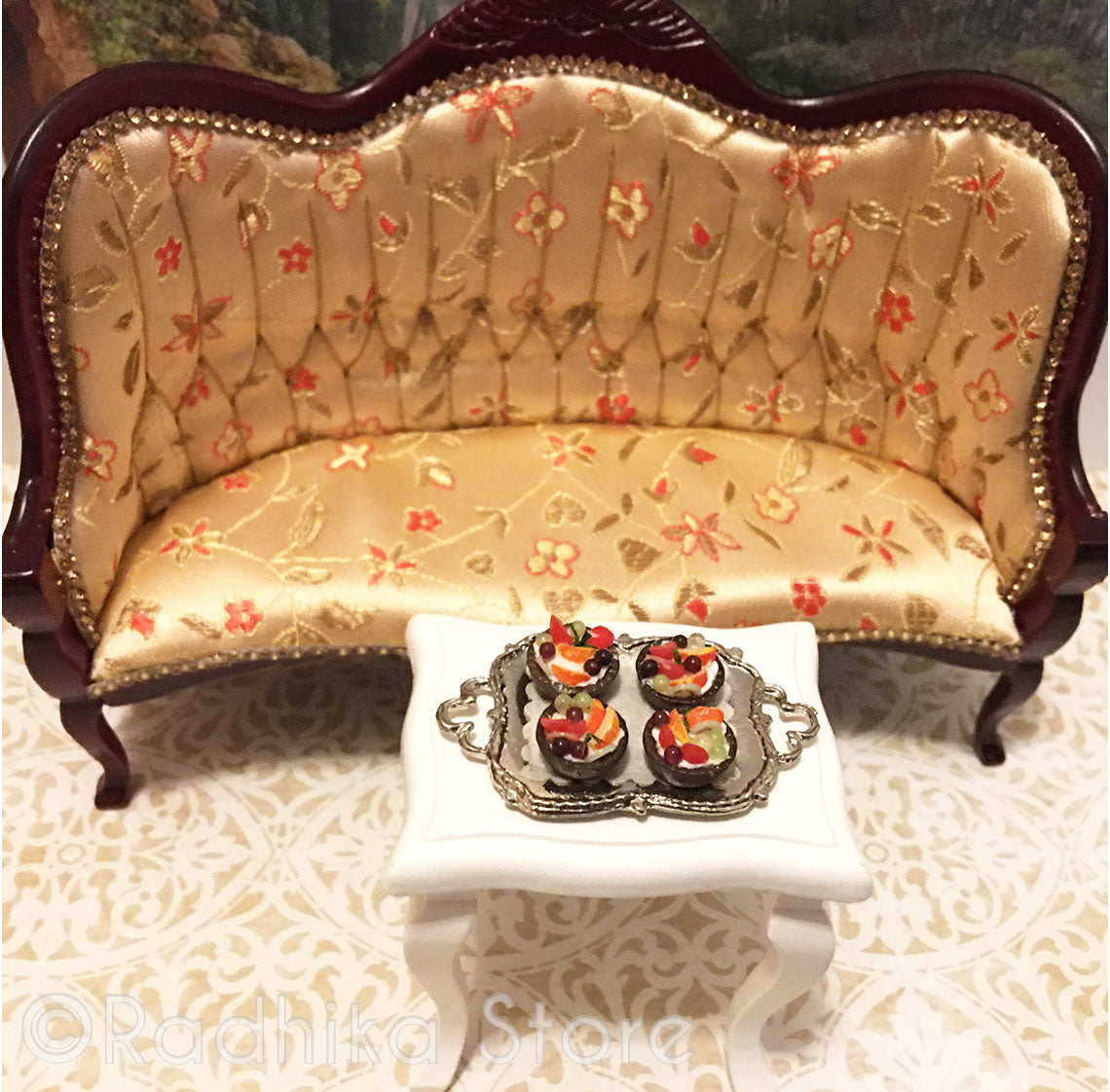 Jeweled Tall Back Mahogany Throne- Saffron Flowers