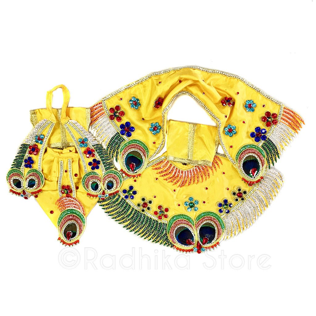 Sunshine Peacock Feather With Fringe - Radha Krishna Deity Outfit