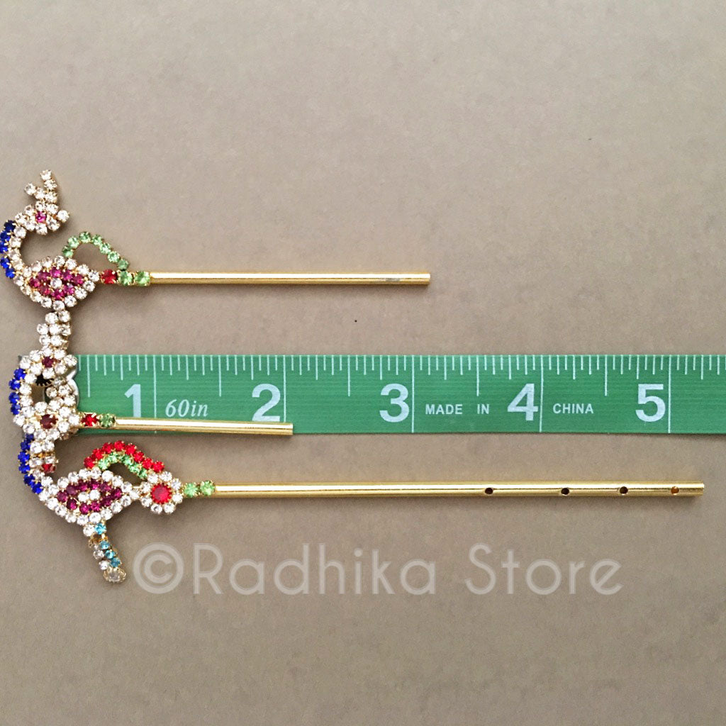 Vrindavan Peacock Rhinestone Flutes -