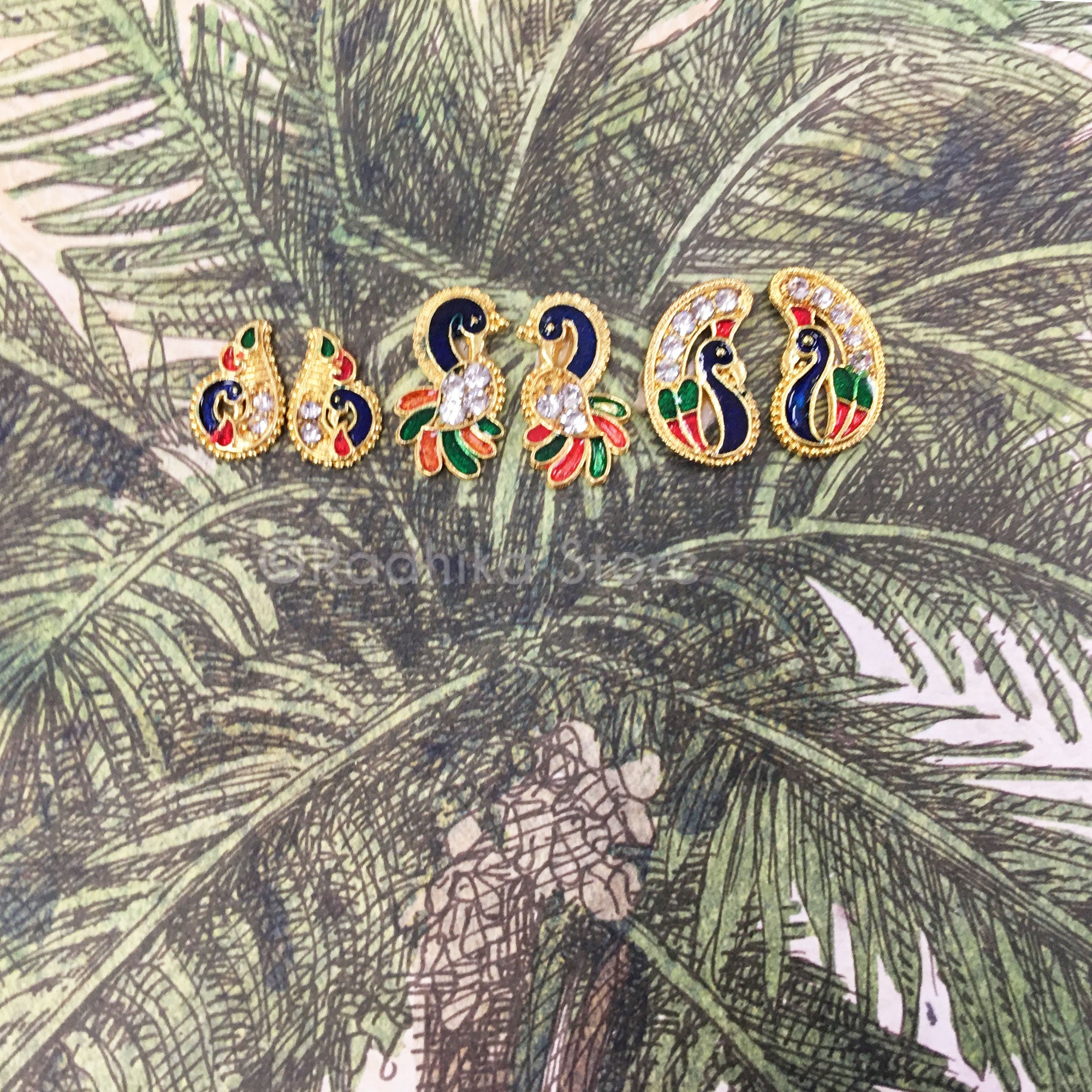 Peacock Chandrika Deity Earrings or For Crowns and Turbans