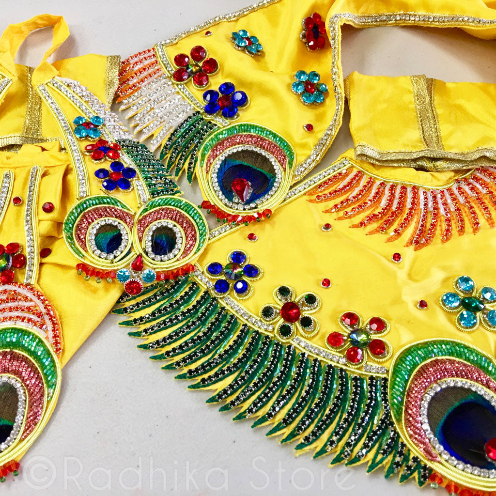 Sunshine Peacock Feather With Fringe - Radha Krishna Deity Outfit