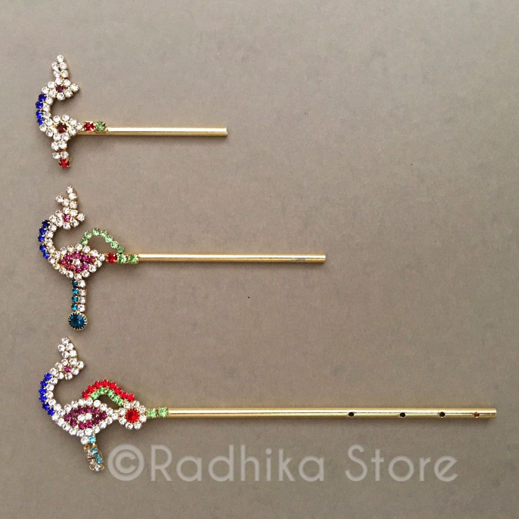 Vrindavan Peacock Rhinestone Flutes -